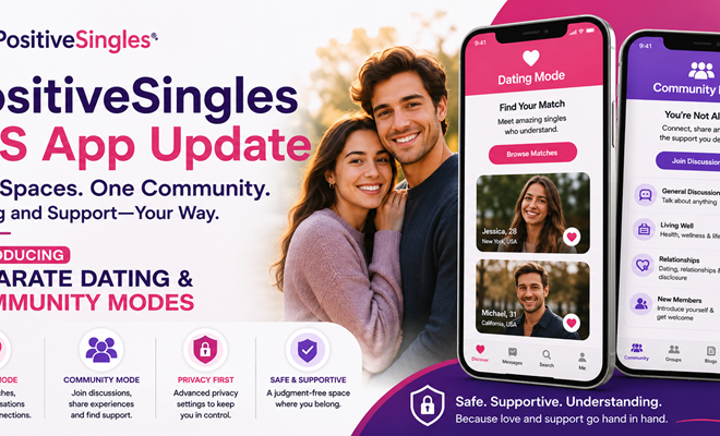 PositiveSingles iOS App Introduces Separate Dating and Community Modes